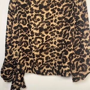 Truth NYC Animal Print Blouse - Black and Tan